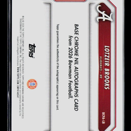 2026 Bowman Chrome Lotzeir Brooks #BCPA-LB Green Refractor 20/99 Auto