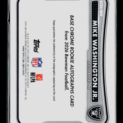 2026 Bowman Chrome Football Mike Washington Jr. #BCRA-MW RC Auto