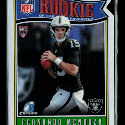 2026 Bowman Chrome Rookie of the Year Favorites Fernando Mendoza Refractor RC
