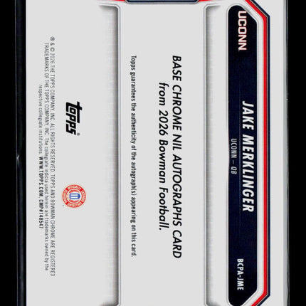 2026 Bowman Chrome Jake Merklinger #BCPA-JME Black 09/10 1st Bowman Auto