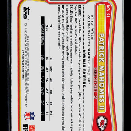 2026 Topps Bowman Chrome Patrick Mahomes II #BCV-54 Speckle