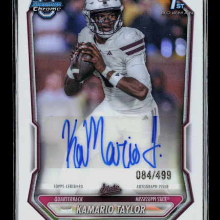 2026 Bowman Chrome University Kamario Taylor #BCPA-KT Refractor 084/499 Auto