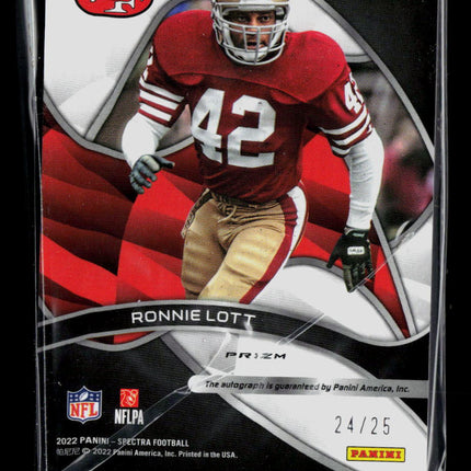 2022 Panini Spectra Football Ronnie Lott #SIG-RLO Green 24/25 Auto