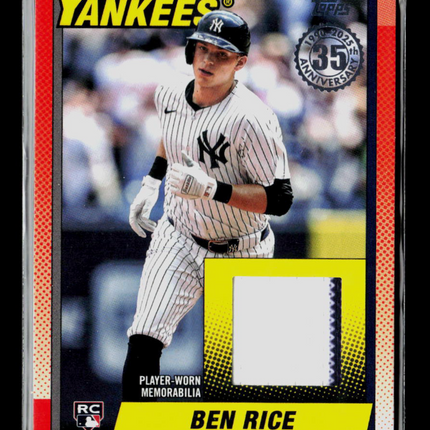 2025 Topps Ben Rice #90R2-BR Red Player-Worn Jersey Stripe RC