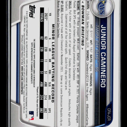 2023 Bowman Chrome Junior Caminero #CPA-JCR Auto
