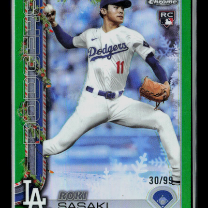 2025 Topps Holiday Chrome Roki Sasaki #HC23 Green RC 30/99