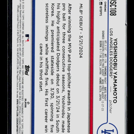 2024 Topps Chrome Update Yoshinobu Yamamoto #USC108 Lava Lamp Refractor RC /299
