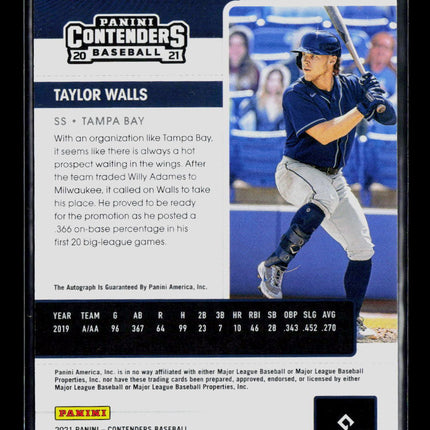 2021 Panini Contenders Baseball Taylor Walls #200 Diamond Ticket 03/15 RC Auto