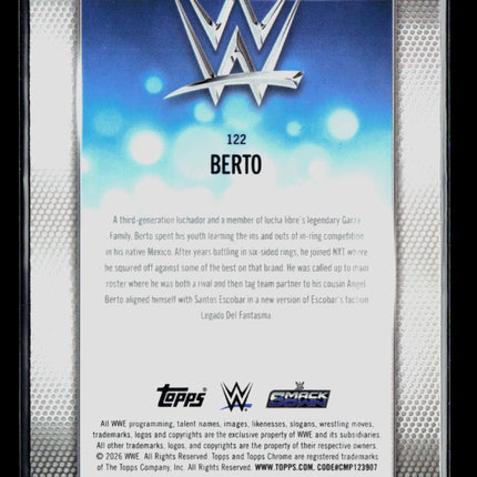2026 Topps Chrome WWE Berto #122 Green Refractor 97/99