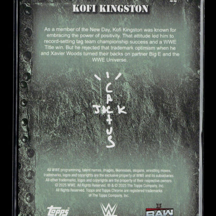 2025 Topps Chrome WWE Cactus Jack Kofi Kingston #22 Green Refractor