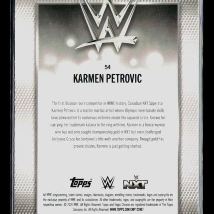 2026 Topps Chrome WWE Karmen Petrovic #54 Purple RayWave Refractor
