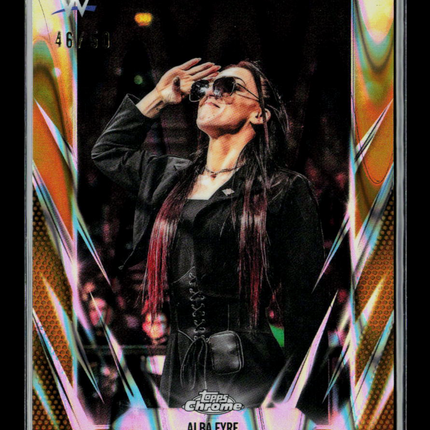 2026 Topps Chrome WWE Alba Fyre #184 Gold Geometric Refractor