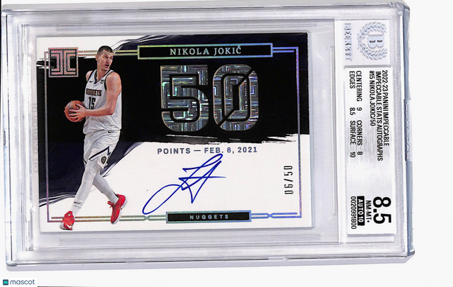 2022 Panini Impeccable Stats Nikola Jokic #ISA-NKJ 06/50 BGS 8.5 Auto