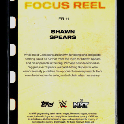 2026 Topps Chrome WWE Shawn Spears #FR-11 Aqua Refractor 077/199