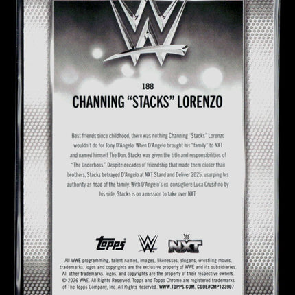 2026 Topps Chrome WWE Channing "Stacks" Lorenzo #188 Aqua Refractor 178/199