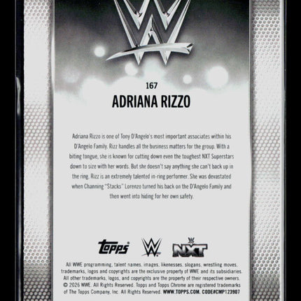 2026 Topps Chrome WWE Adriana Rizzo #167 Aqua Refractor 187/199