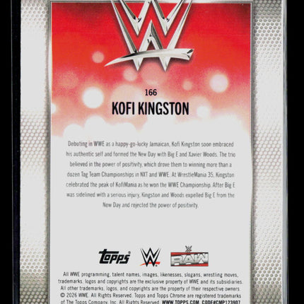 2026 Topps Chrome WWE Kofi Kingston #166 Green Refractor 202/275
