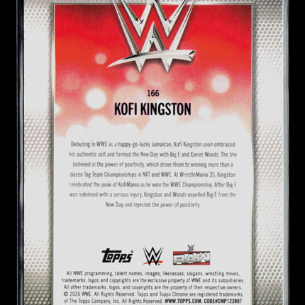 2026 Topps Chrome WWE Kofi Kingston #166 Green Refractor 009/275