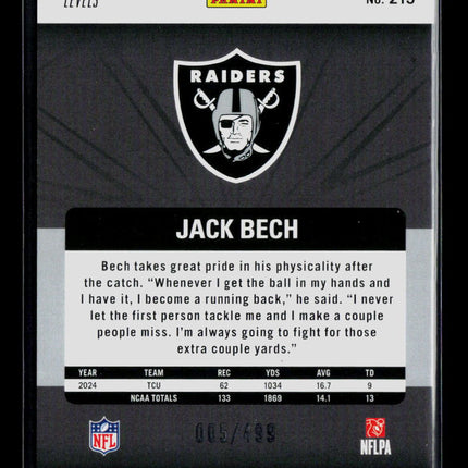 2025 Panini Revolution Football Jack Bech #213 RC 005/499