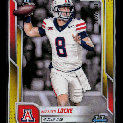 2025 Bowman Chrome University Braedyn Locke #40 Yellow 262/350