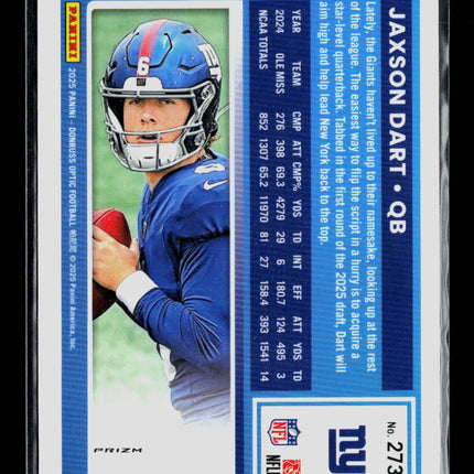 2025 Panini Donruss Optic Jaxson Dart #273 Green Velocity