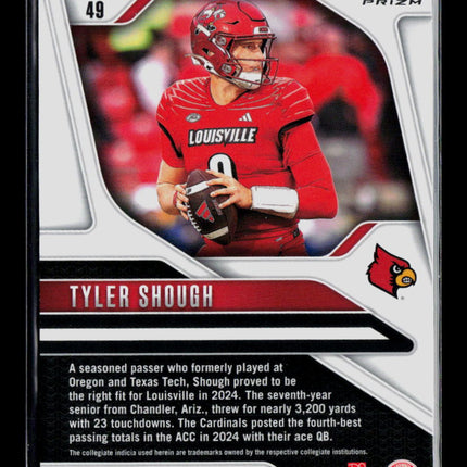 2025 Panini Prizm Draft Picks Tyler Shough #49 Red Cracked Ice RC