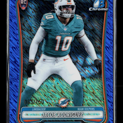 2026 Topps Bowman Chrome Jacob Rodriguez #BCV-186 Blue Shimmer RC 063/150