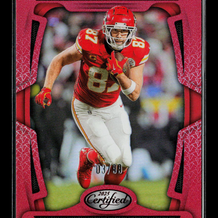 2025 Panini Certified Travis Kelce #48 Red 03/99