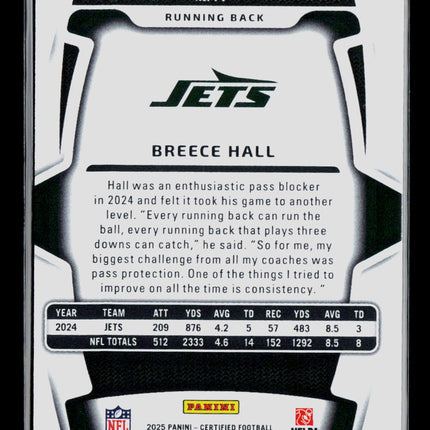 2025 Panini Certified Breece Hall #77 Black 1/1