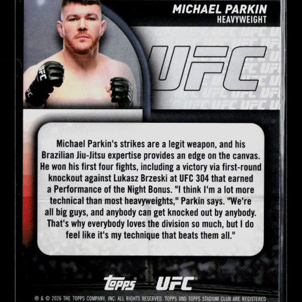 2026 Topps Stadium Club UFC Michael Parkin Mick Parkin #166 Purple RC 16/75