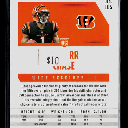 2021 Panini Phoenix Football Ja'Marr Chase #105 RC Red Yellow Hyper