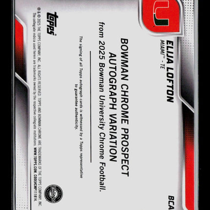 2025 Bowman Chrome University Football Elija Lofton #BCA-EL Auto