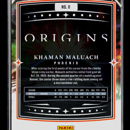2026 Panini Origins Khaman Maluach #8 Red RC 035/135