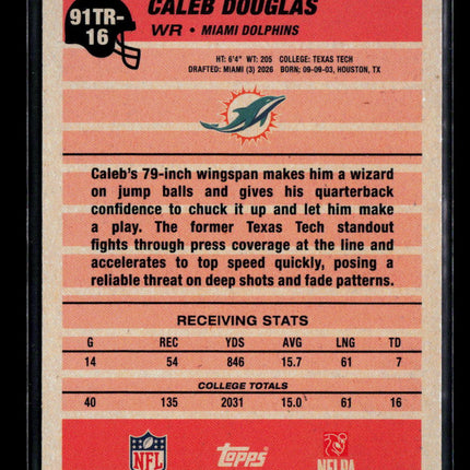 2026 Topps Caleb Douglas #91TR-16 Gold RC 40/50