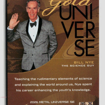 2026 Upper Deck SkyBox Metal Universe SE Gold Universe Bill Nye Insert #GU-7