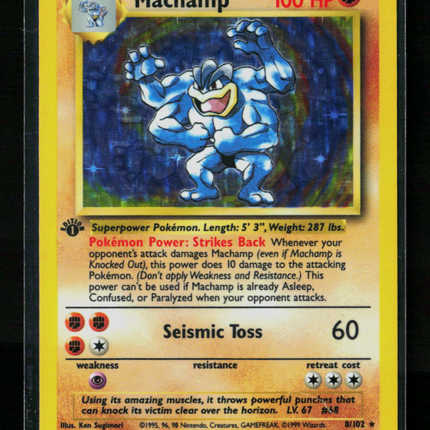 Pokemon 1999 Base Set Machamp 1st Edition #8/102