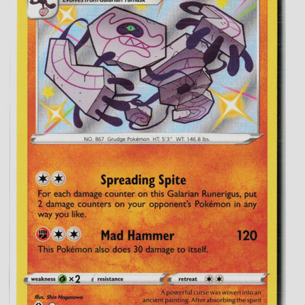 Pokemon 2021 Shining Fates Galarian Runerigus #SV066/SV122