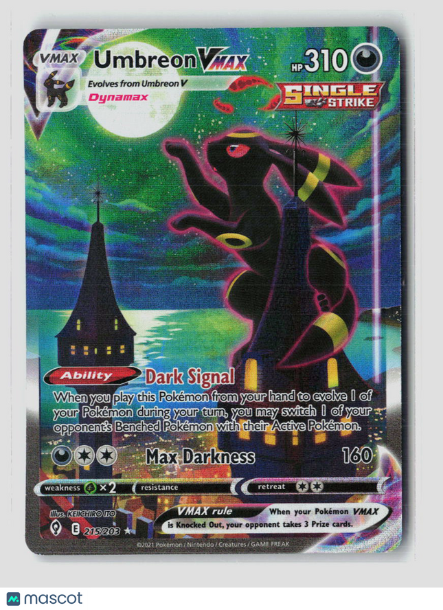 Pokemon 2021 Evolving Skies Umbreon VMAX FA #215/203