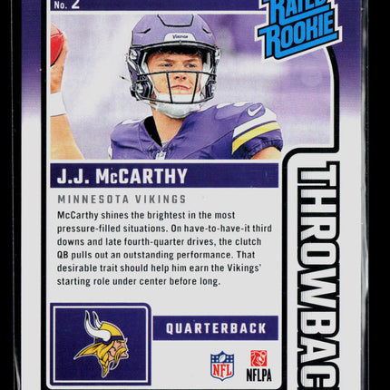 2024 Panini Donruss Football J.J. McCarthy #2 Rookie