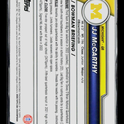 2023 Bowman Chrome Bowman U JJ McCarthy #124