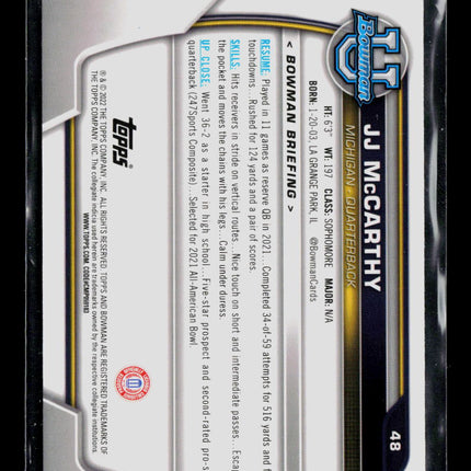 2022 Bowman University Football J.J. McCarthy #48
