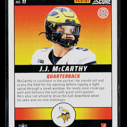 2024 Panini Score Football J.J. McCarthy #11 RC