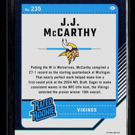 2024 Panini Donruss Optic J.J. McCarthy #235 Pink