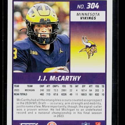 2024 Panini Score Football J.J. McCarthy #304 RC