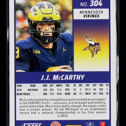 2024 Panini Score Football J.J. McCarthy #304 RC
