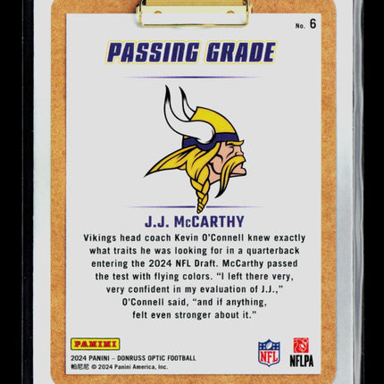 2024 Panini Donruss Optic J.J. McCarthy #6 Rookie RC