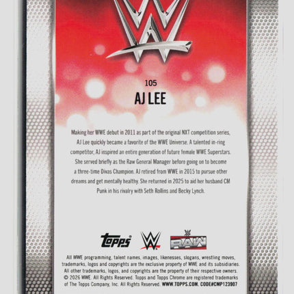 2026 Topps Chrome WWE AJ Lee #105 Pink 014/399
