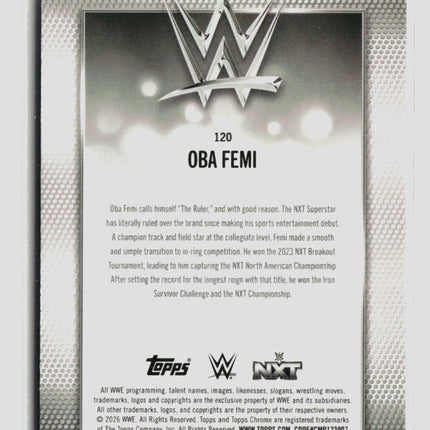 2026 Topps Chrome WWE Oba Femi #120 Magenta Refractor