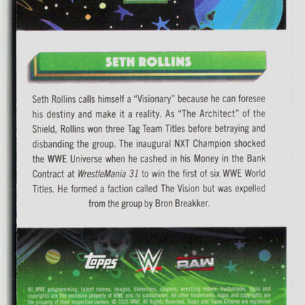 2026 Topps Chrome WWE Seth Rollins #90 Pink Refractor 186/200