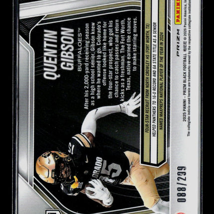 2025 Panini Prizm Black Football Quentin Gibson #183 Red 088/299